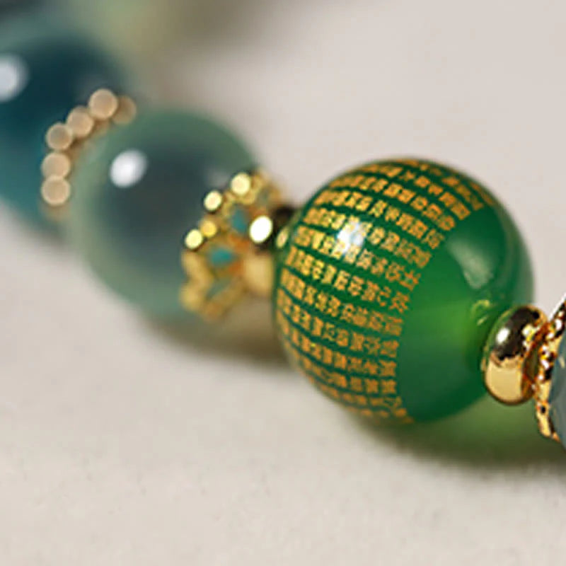Buddha Stones Natural Colorful Candy Agate Golden Lotus Pod Healing Bracelet