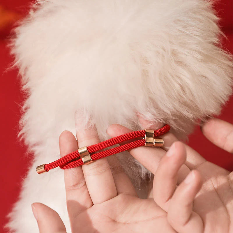 Buddha Stones Metal Pendant Red String Peace Joy Blessing Protection Adjustable Cats Small Dogs Pet Collar