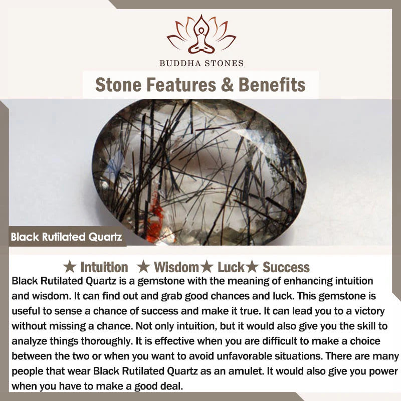 Buddha Stones Ebony Wood Black Rutilated Quartz Copper Brass Double Wrap Balance Bracelet (Extra 30% Off | USE CODE: FS30)