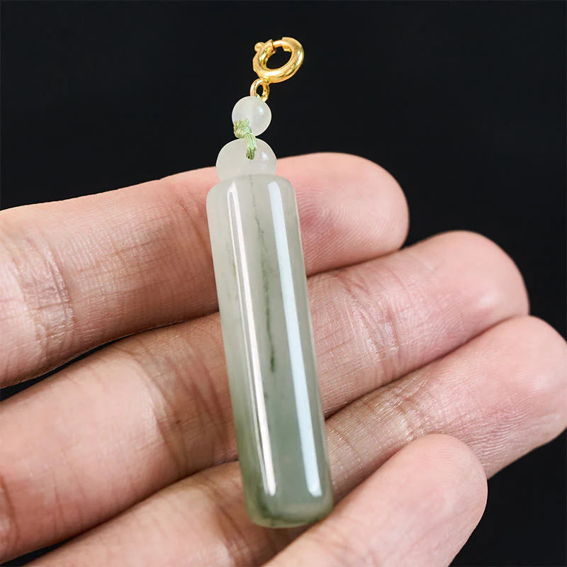 Buddha Stones Cylinder Pattern Jade Luck Necklace Pendant