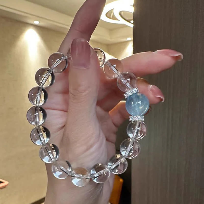 Buddha Stones Clear Quartz Aquamarine Healing Bracelet