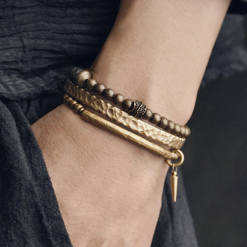 Buddha Stones Lava Rock Stone Copper Balance Cuff Bracelet Bangle (Extra 30% Off | USE CODE: FS30)