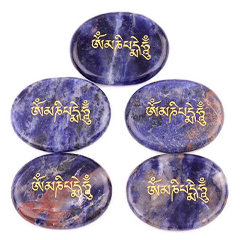 FREE Today: Spiritual Awareness Om Mani Padme Hum Amethyst Tiger Eye Palm Stone Crystal Decor 35*45mm