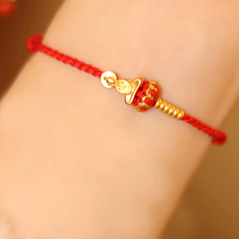 Buddha Stones Formless Buddha Lotus Knot Red String Protection Braided Bracelet