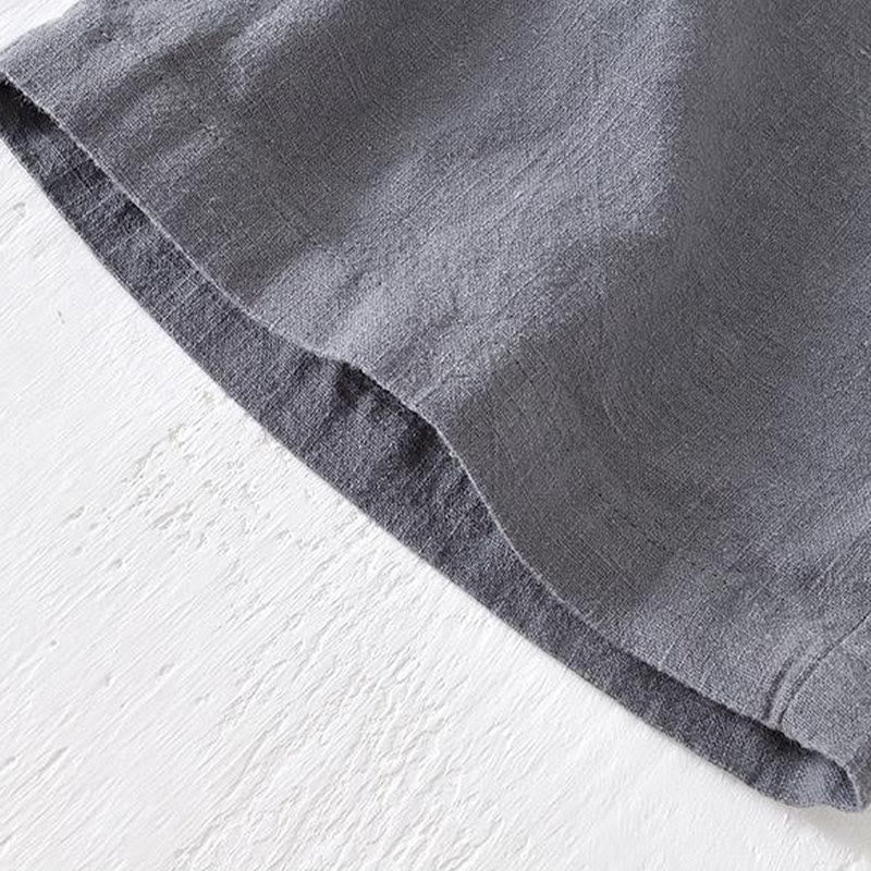 Buddha Stones Summer Solid Color Drawstring Elastic Waist Men's Cotton Linen Shorts With Pockets