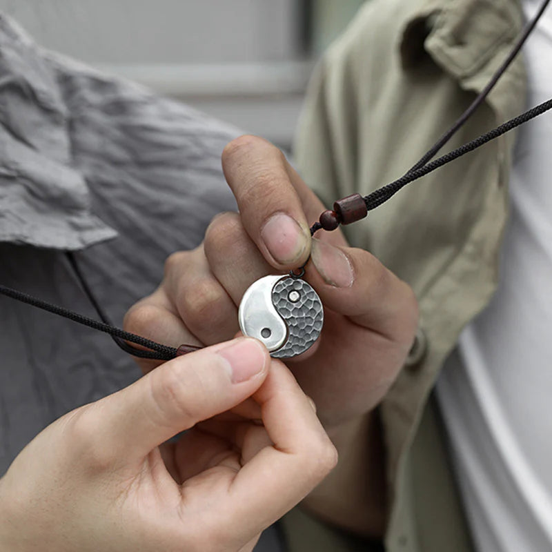 Buddha Stones 990 Sterling Silver Yin Yang Balance Harmony Necklace Pendant (Extra 30% Off | USE CODE: FS30)