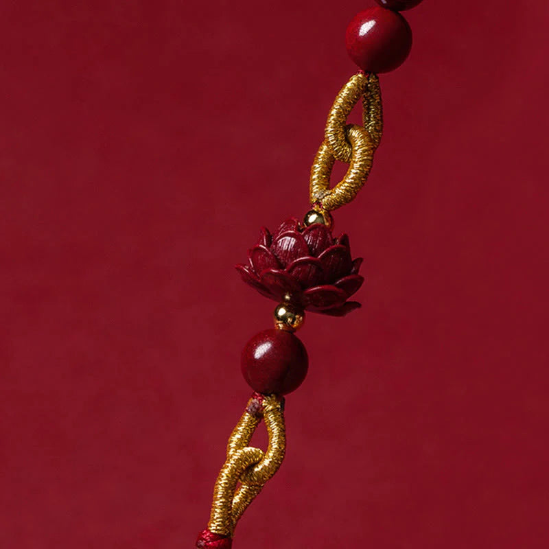 Buddha Stones One's Luck Improves Design Patern Natural Cinnabar Lotus Blessing Car Hanging Decoration