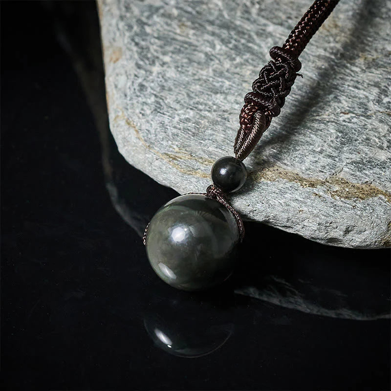 Buddha Stones Tiger's Eye Silver Sheen Obsidian Gold Sheen Obsidian Rainbow Obsidian Positive Necklace Pendant