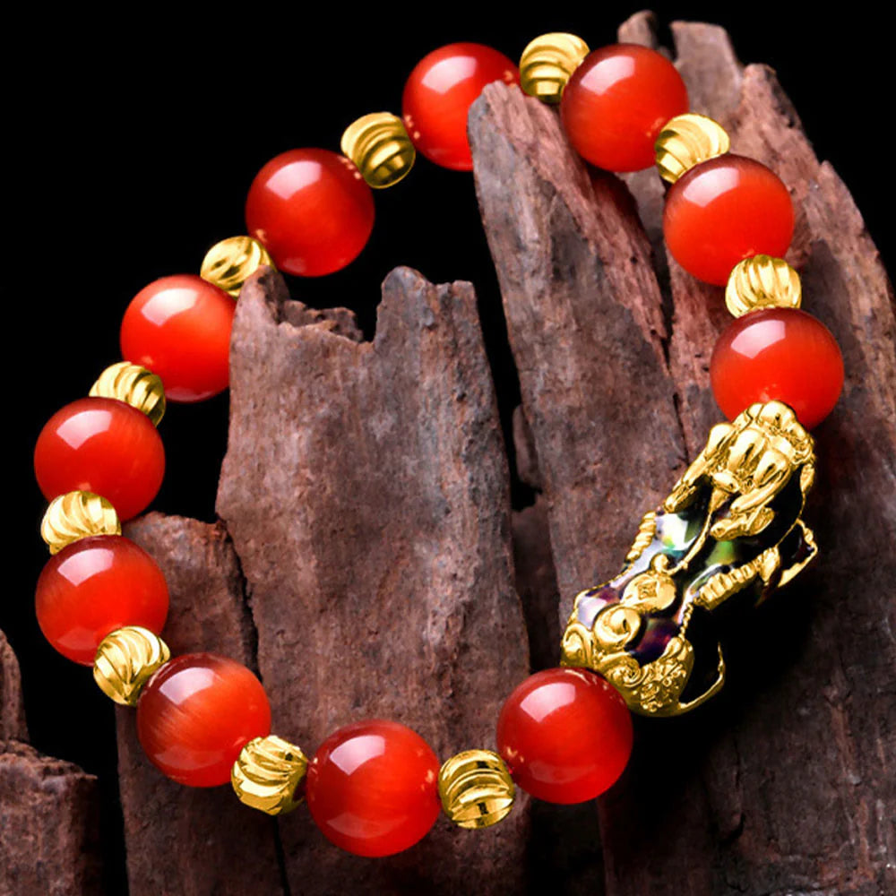 Buddha Stones Cat Eye Color Change PiXiu Support Bracelet