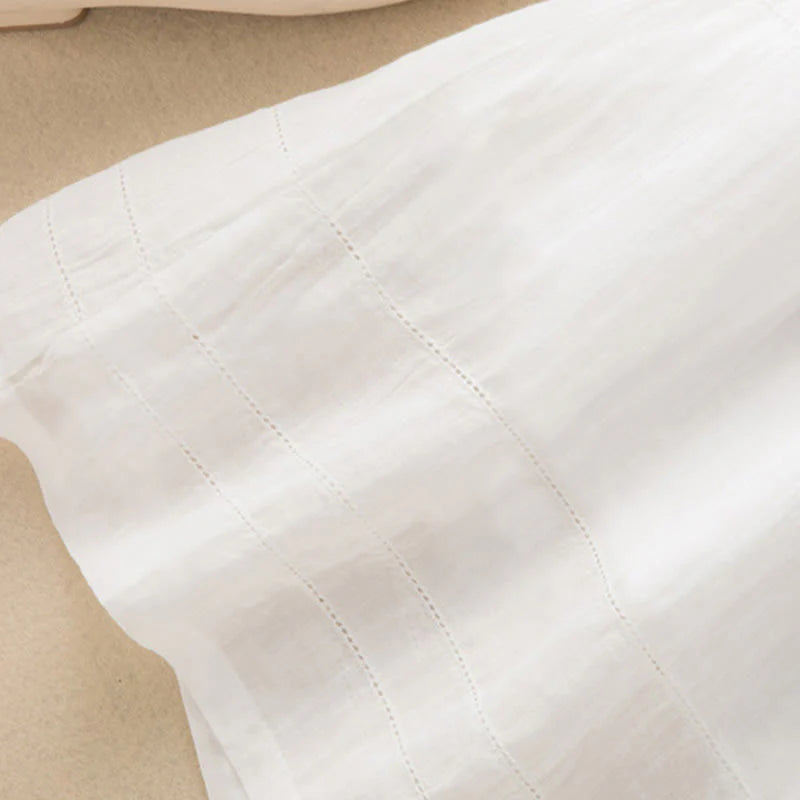 Buddha Stones Summer V-Neck Design Half Sleeve Cotton Midi Dress