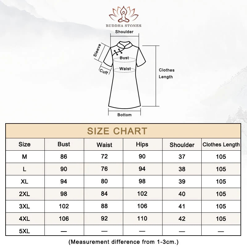 Buddha Stones Retro Flower Lotus Peony Feather Print Qipao Dress Women's Cheongsam Dress (Extra 30% Off | USE CODE: FS30)