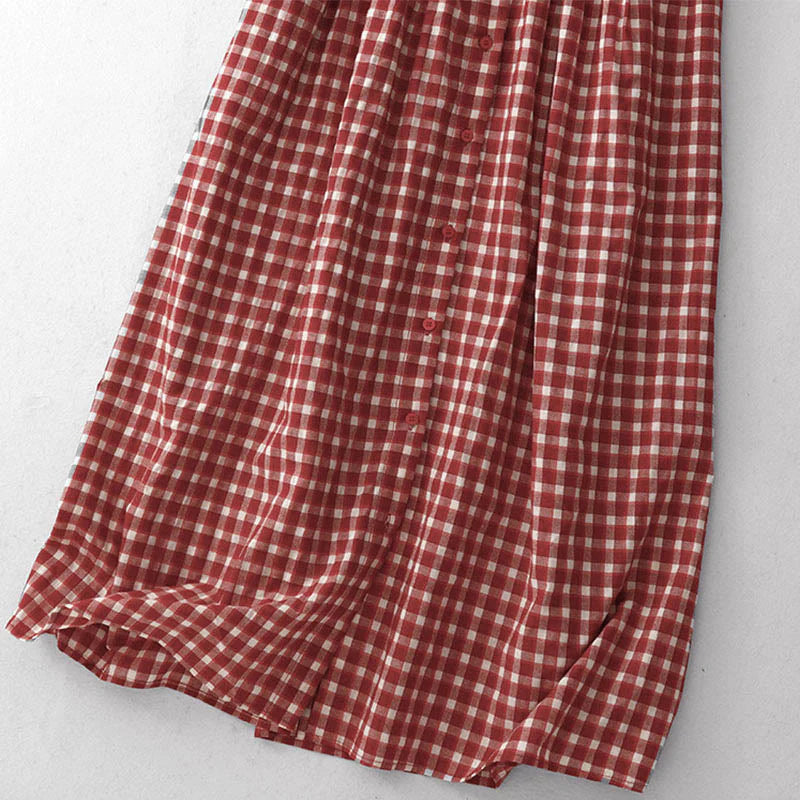 Buddha Stones Plaid Sleeveless Summer Midi Dress With Pockets