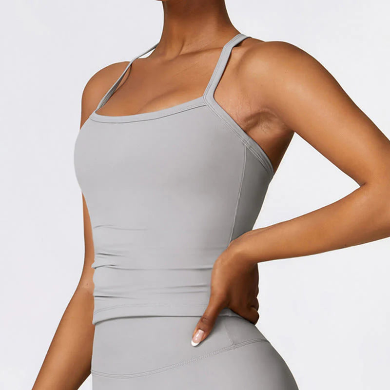Buddha Stones Solid Color Crop Tank Top High Waist Shorts Sports Fitness Gym Yoga Outfits