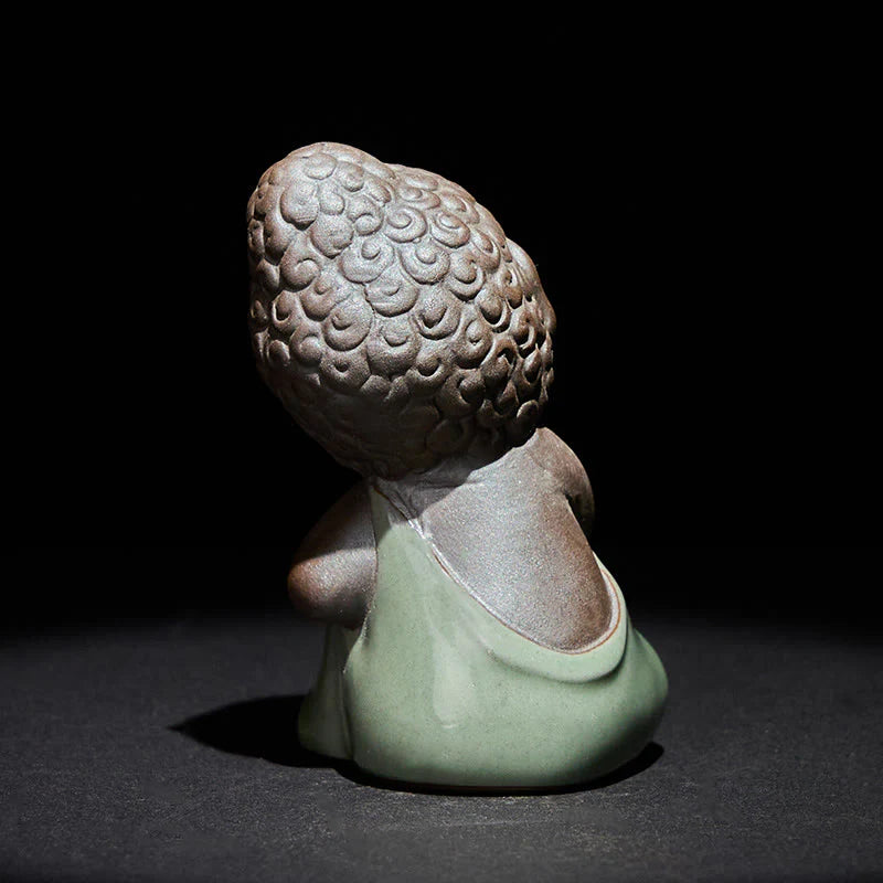 Buddha Stones Prayer Meditation Resting Monk Ceramic Statue Serenity Home Decoration