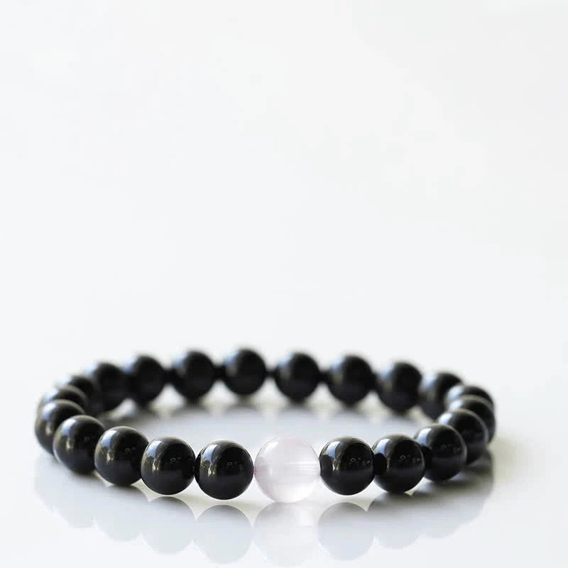Buddha Stones Black Tourmaline Crystal Zodiac Animal Design Resilience Bracelet