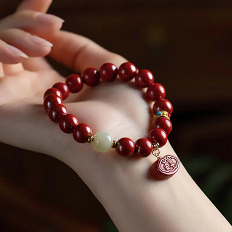 Buddha Stones Cinnabar Jade Healing Protection Charm Bracelet (Extra 35% Off | USE CODE: FS35)