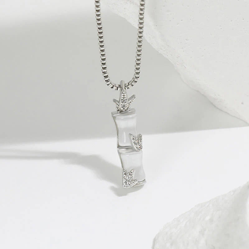 Buddha Stones Chalcedony Bamboo Pattern Harmony Necklace Pendant