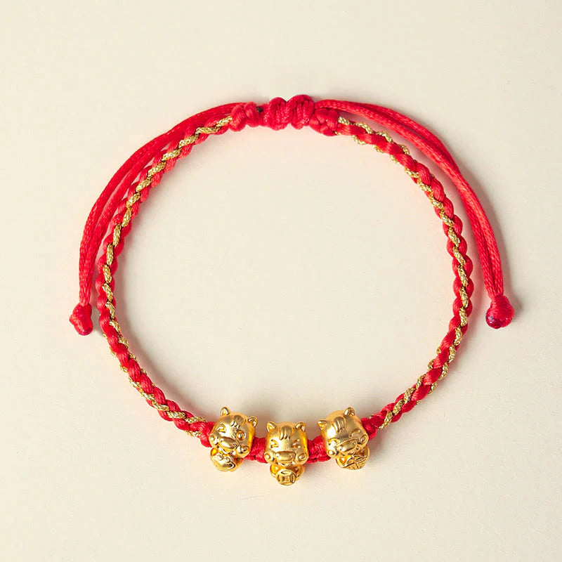 Buddha Stones Fu Character 999 Sterling Silver Year Of The Horse Prosperity Red String Bracelet