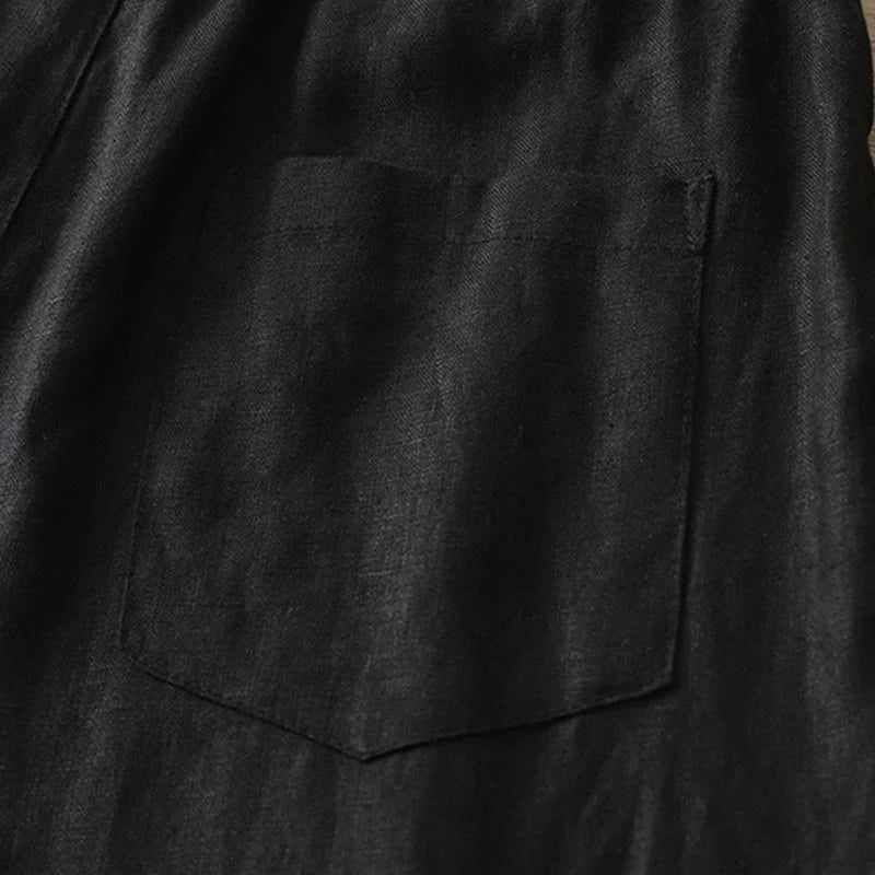 Buddha Stones Women's Fall Commute Solid Color Zipper Design Cotton Wide Leg Pants With Pockets