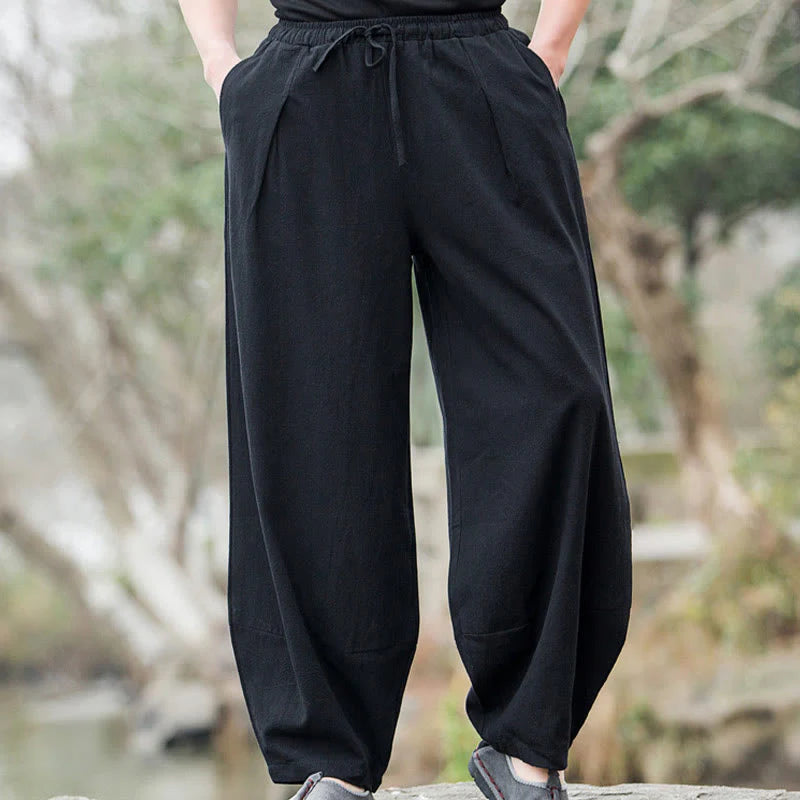 Buddha Stones Plain Casual Bloomer Men's Pants With Pockets