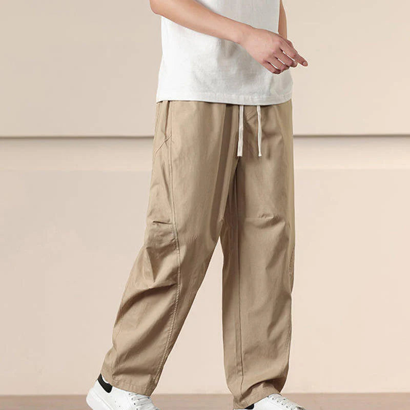Buddha Stones Commute Spring Solid Color Drawstring Men's Harem Pants With Pockets