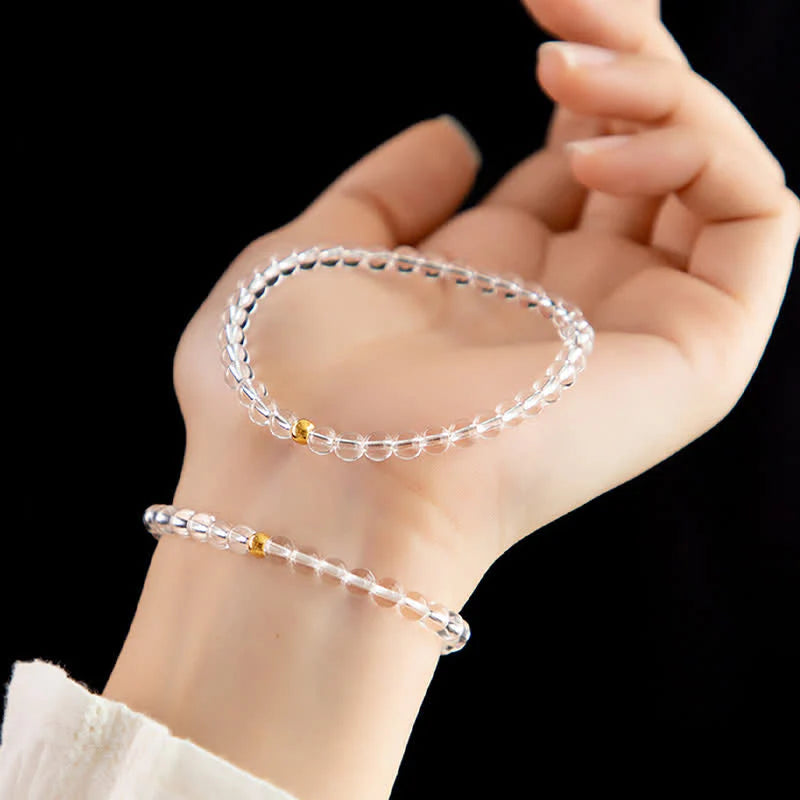 Buddha Stones Natural 4mm Clear Quartz Meditation Bracelet