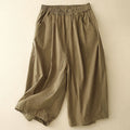 Buddha Stones Summer Cotton Elastic Waist Women's Half Pants With Pockets