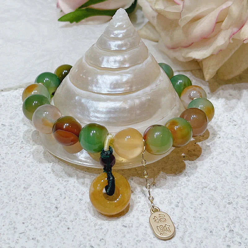 FREE Today: Wealth and Balance Peacock Agate Topaz Peace Buckle Fu Character Bracelet