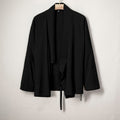Buddha Stones Men's Plain Design Open Front Jacket Cotton Linen Long Sleeve Kimono
