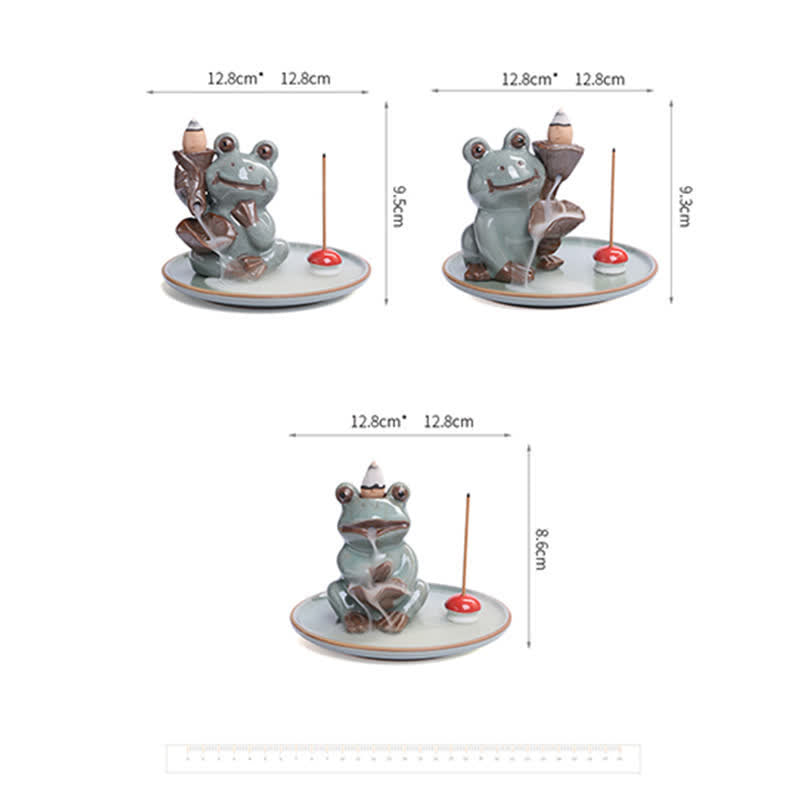 Buddha Stones Meditation Frog Ceramic Lotus Healing Incense Burner