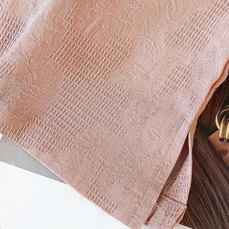 Buddha Stones Commute Jacquard Chinese Frog-Button Mandarin Collar Long Sleeve Women's Cotton Shirt