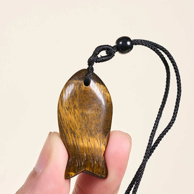 Buddha Stones Koi Fish Pink Crystal Indian Agate Amethyst Topaz Red Jasper Success Warmth Necklace Pendant