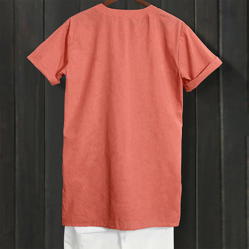 Buddha Stones Casual Plain Button Notched Collar Women's Short Sleeve Shirt