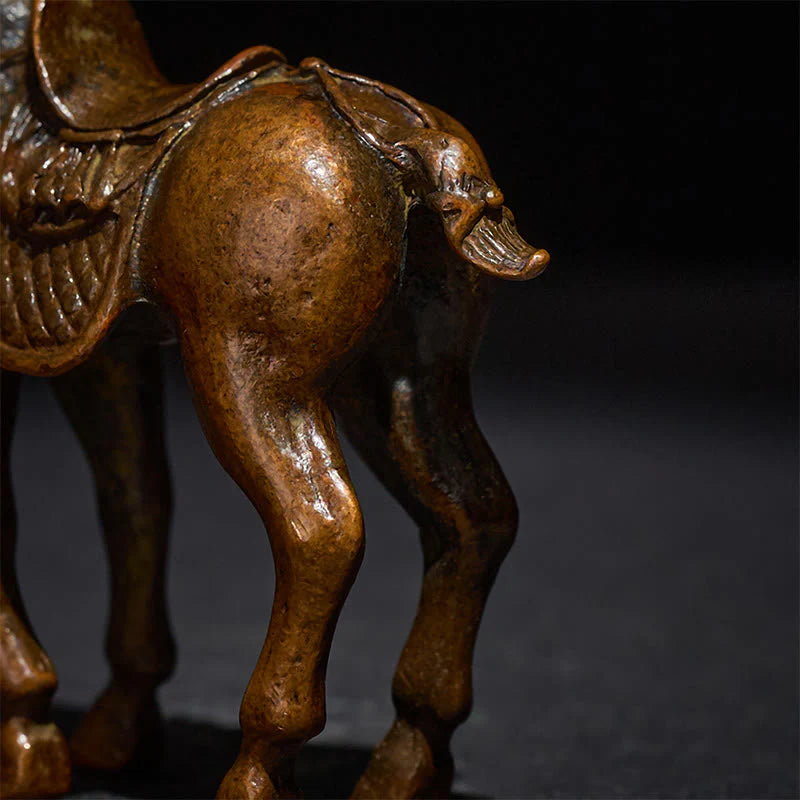 Buddha Stones Ancient Year of the Horse Alloy Home Decoration 7.5*2.6*7 cm