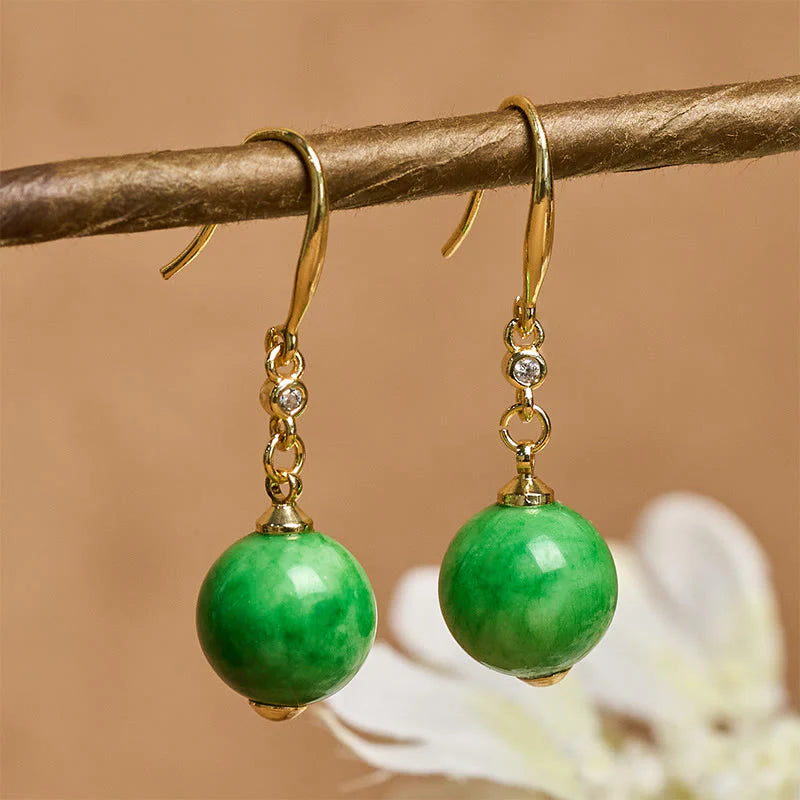 Buddha Stones 925 Sterling Silver Green Chalcedony Strength Courage Earrings
