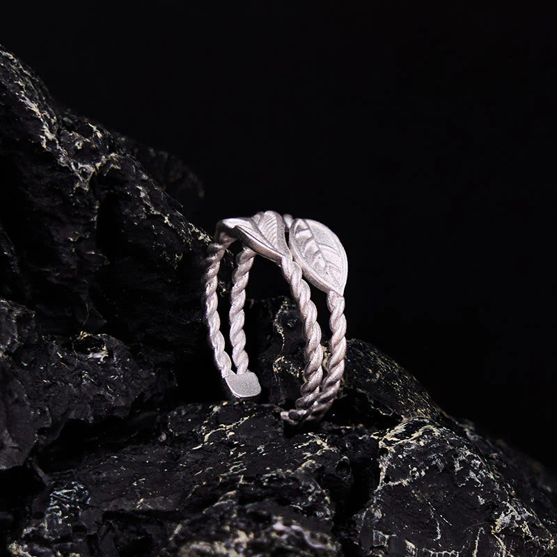 Buddha Stone Copper Leaf Wealth Adjustable Ring