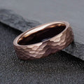 Buddha Stones Simple Hammered Texture Tungsten Steel Reliability Ring