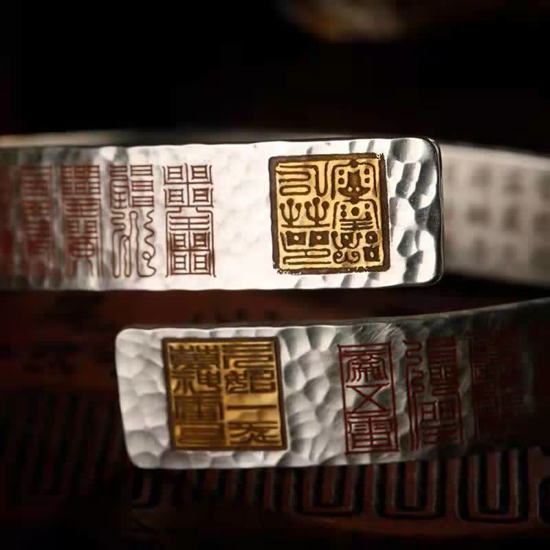 Buddha Stones Letters Copper Balance Healing Cuff Bracelet Bangle