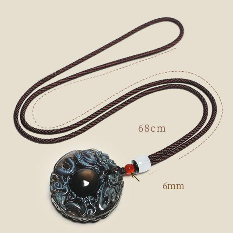 Buddha Stones Natural Gold Sheen Obsidian Rainbow Obsidian Dragon Strength Necklace Pendant (Extra 35% Off | USE CODE: FS35)
