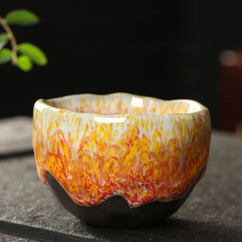 Buddha Stones Orange Red Green Yellow Ceramic Teacup Kung Fu Tea Cup