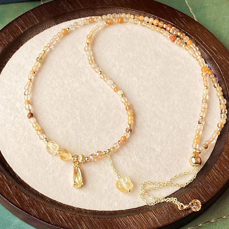 Buddha Stones Natural Citrine Beads Pleasure Multi Layer Bracelet