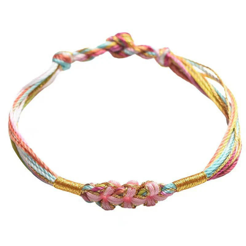 Buddha Stones Colorful Rope Peach Blossom Knot Zongzi Braided Bracelet