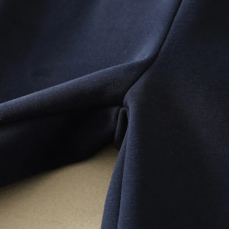 Buddha Stones Midnightblue Zipper Thermal Fleece-lined Women's Wide Leg Pants With Pockets
