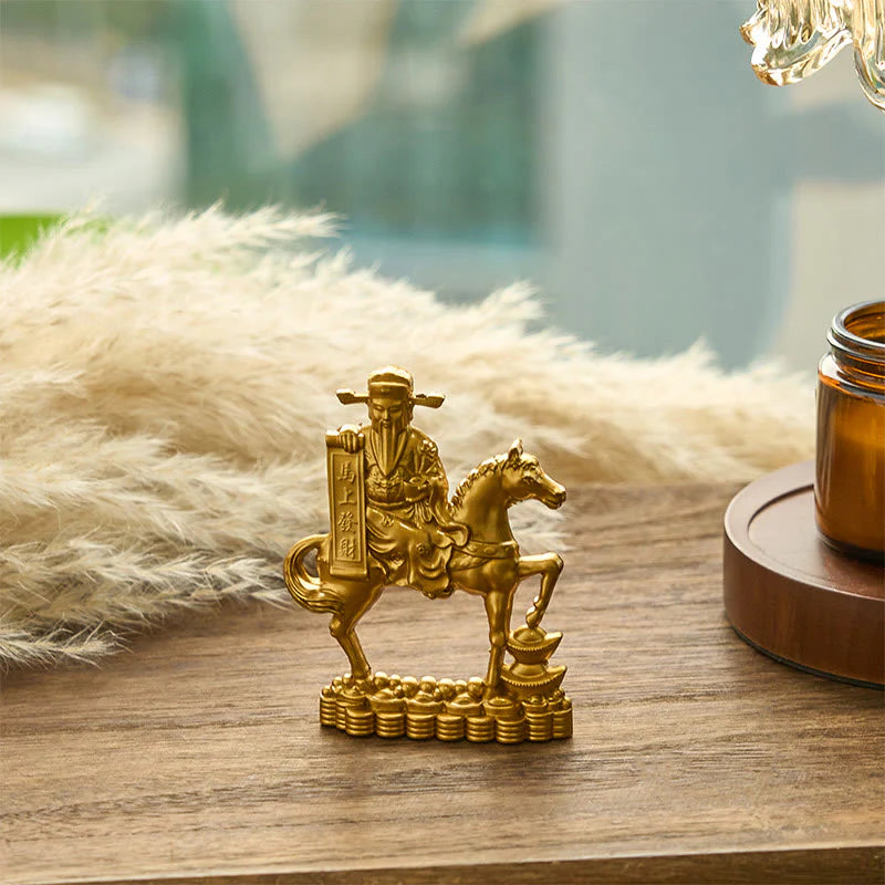 Buddha Stones  Get Rich Now Year of the Horse God of Wealth Ingots Prosperity Alloy Home Decoration