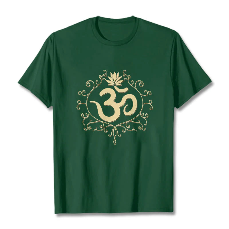 Buddha Stones Om Symbol Vines Lotus Flower Tee T-shirt