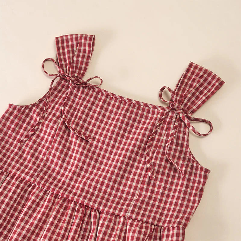 Buddha Stones Plaid Sleeveless Summer Below Knee Dress With Pockets