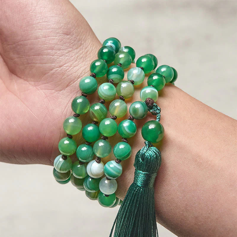 Buddha Stones Bead Malachite Tassel Protection Bracelet