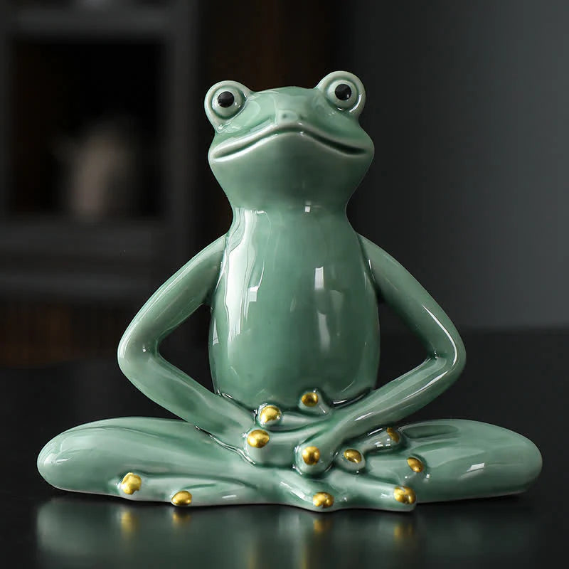 Buddha Stones Meditating Ceramic Zen Frog Statue Decoration