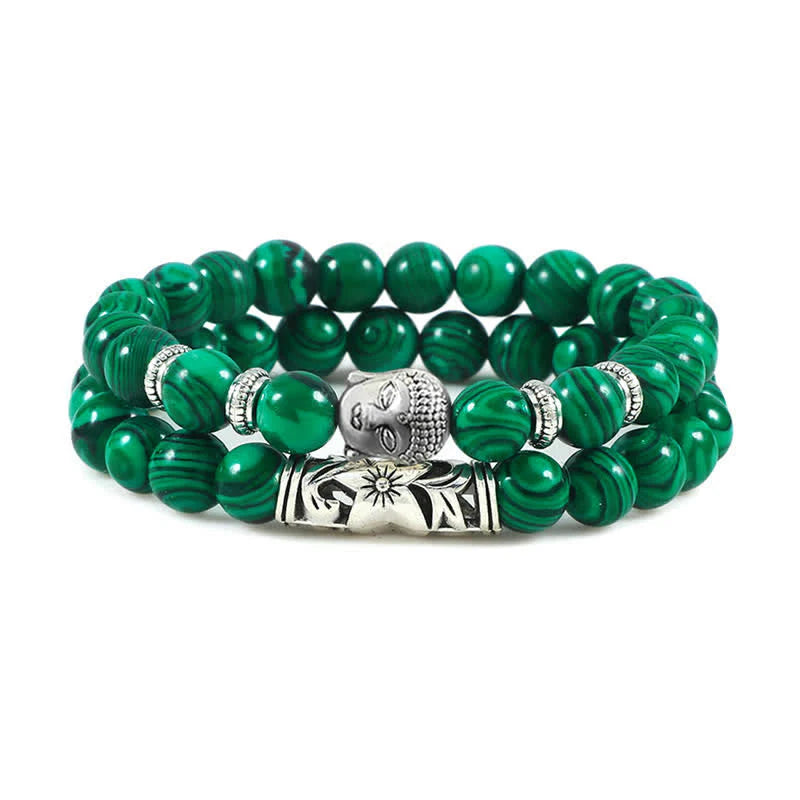 Buddha Stones 2Pcs Natural Crystal Agate Buddha Protection Bracelet