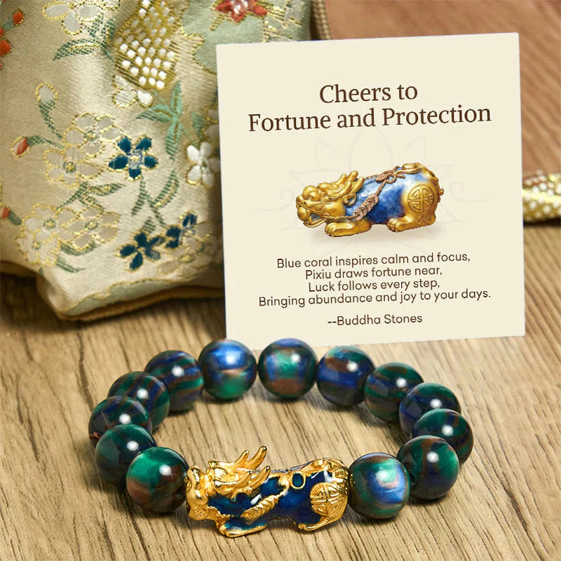 Buddha Stones Cheers to Fortune and Protection PiXiu Bracelet Includes Gift Message Card